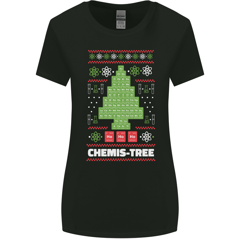 Christmas Chemistry Tree Funny Xmas Science Womens Wider Cut T-Shirt Black