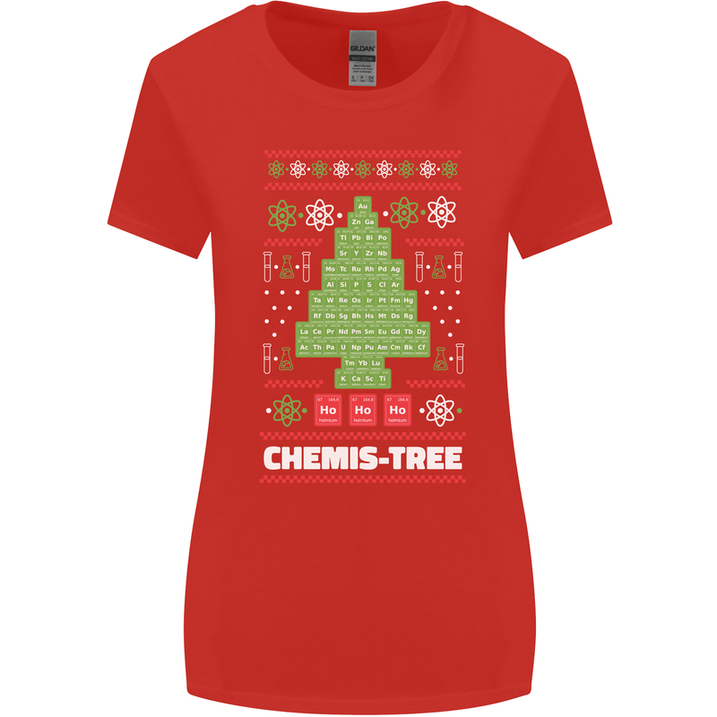 Christmas Chemistry Tree Funny Xmas Science Womens Wider Cut T-Shirt Red