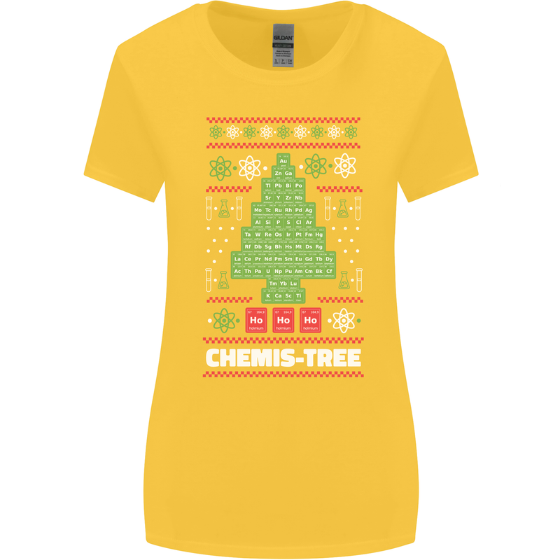 Christmas Chemistry Tree Funny Xmas Science Womens Wider Cut T-Shirt Yellow