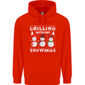 Christmas Chilling With My Snowmies Funny Childrens Kids Hoodie Bright Red
