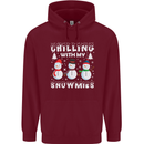 Christmas Chilling With My Snowmies Funny Childrens Kids Hoodie Maroon