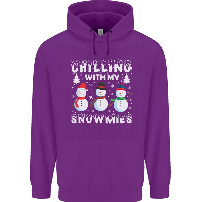 Christmas Chilling With My Snowmies Funny Childrens Kids Hoodie Purple