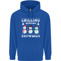 Christmas Chilling With My Snowmies Funny Childrens Kids Hoodie Royal Blue