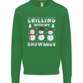 Christmas Chilling With My Snowmies Funny Kids Sweatshirt Jumper Irish Green
