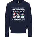 Christmas Chilling With My Snowmies Funny Kids Sweatshirt Jumper Navy Blue