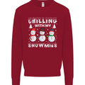 Christmas Chilling With My Snowmies Funny Kids Sweatshirt Jumper Red