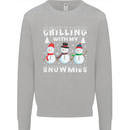 Christmas Chilling With My Snowmies Funny Kids Sweatshirt Jumper Sports Grey