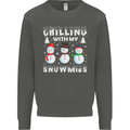 Christmas Chilling With My Snowmies Funny Kids Sweatshirt Jumper Storm Grey