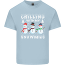 Christmas Chilling With My Snowmies Funny Kids T-Shirt Childrens Light Blue