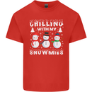 Christmas Chilling With My Snowmies Funny Kids T-Shirt Childrens Red