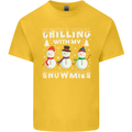Christmas Chilling With My Snowmies Funny Kids T-Shirt Childrens Yellow