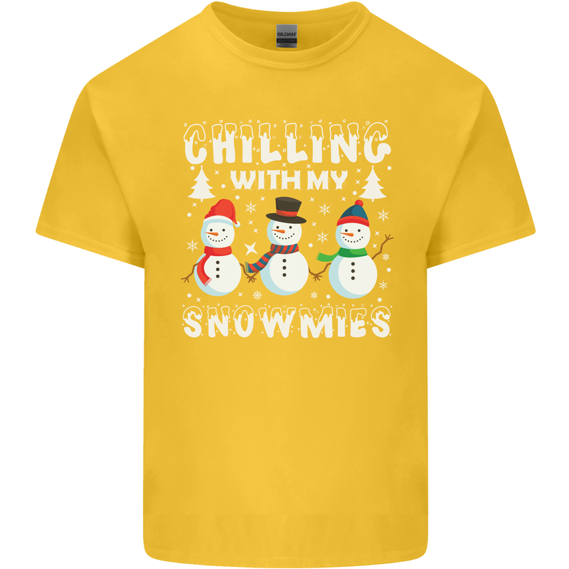 Christmas Chilling With My Snowmies Funny Kids T-Shirt Childrens Yellow