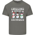Christmas Chilling With My Snowmies Funny Mens Cotton T-Shirt Tee Top Charcoal