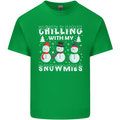 Christmas Chilling With My Snowmies Funny Mens Cotton T-Shirt Tee Top Irish Green