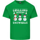 Christmas Chilling With My Snowmies Funny Mens Cotton T-Shirt Tee Top Irish Green