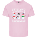 Christmas Chilling With My Snowmies Funny Mens Cotton T-Shirt Tee Top Light Pink