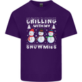 Christmas Chilling With My Snowmies Funny Mens Cotton T-Shirt Tee Top Purple