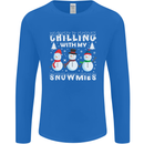 Christmas Chilling With My Snowmies Funny Mens Long Sleeve T-Shirt Royal Blue