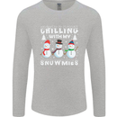 Christmas Chilling With My Snowmies Funny Mens Long Sleeve T-Shirt Sports Grey
