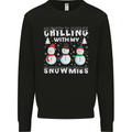 Christmas Chilling With My Snowmies Funny Mens Sweatshirt Jumper Black