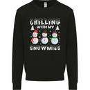 Christmas Chilling With My Snowmies Funny Mens Sweatshirt Jumper Black