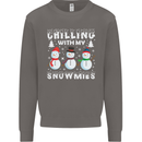 Christmas Chilling With My Snowmies Funny Mens Sweatshirt Jumper Charcoal