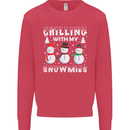 Christmas Chilling With My Snowmies Funny Mens Sweatshirt Jumper Heliconia