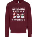 Christmas Chilling With My Snowmies Funny Mens Sweatshirt Jumper Maroon