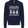 Christmas Chilling With My Snowmies Funny Mens Sweatshirt Jumper Navy Blue