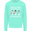 Christmas Chilling With My Snowmies Funny Mens Sweatshirt Jumper Peppermint