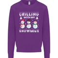 Christmas Chilling With My Snowmies Funny Mens Sweatshirt Jumper Purple