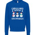 Christmas Chilling With My Snowmies Funny Mens Sweatshirt Jumper Royal Blue