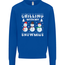 Christmas Chilling With My Snowmies Funny Mens Sweatshirt Jumper Royal Blue