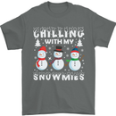Christmas Chilling With My Snowmies Funny Mens T-Shirt Cotton Gildan Charcoal