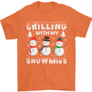 Christmas Chilling With My Snowmies Funny Mens T-Shirt Cotton Gildan Orange