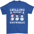 Christmas Chilling With My Snowmies Funny Mens T-Shirt Cotton Gildan Royal Blue