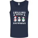 Christmas Chilling With My Snowmies Funny Mens Vest Tank Top Navy Blue