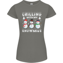 Christmas Chilling With My Snowmies Funny Womens Petite Cut T-Shirt Charcoal