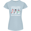 Christmas Chilling With My Snowmies Funny Womens Petite Cut T-Shirt Light Blue