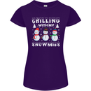 Christmas Chilling With My Snowmies Funny Womens Petite Cut T-Shirt Purple