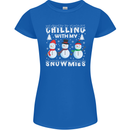 Christmas Chilling With My Snowmies Funny Womens Petite Cut T-Shirt Royal Blue