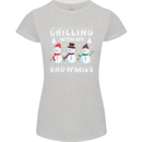 Christmas Chilling With My Snowmies Funny Womens Petite Cut T-Shirt Sports Grey