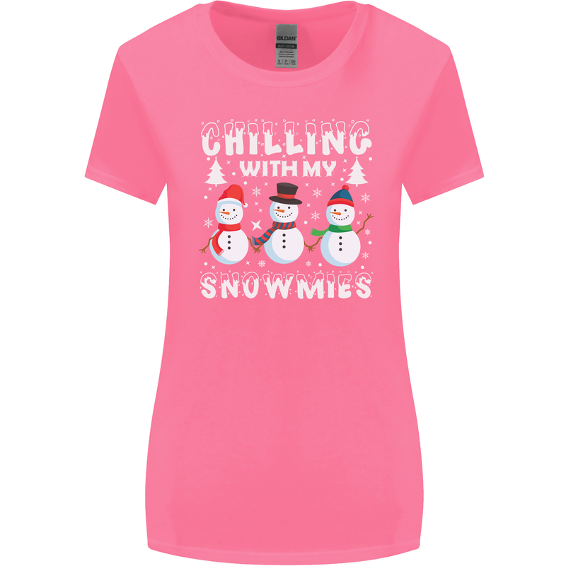 Christmas Chilling With My Snowmies Funny Womens Wider Cut T-Shirt Azalea