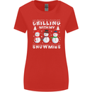 Christmas Chilling With My Snowmies Funny Womens Wider Cut T-Shirt Red