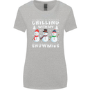 Christmas Chilling With My Snowmies Funny Womens Wider Cut T-Shirt Sports Grey