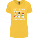 Christmas Chilling With My Snowmies Funny Womens Wider Cut T-Shirt Yellow