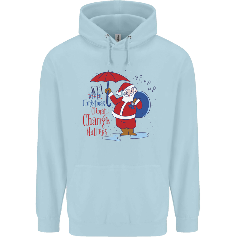 Christmas Climat Change Matters Santa Childrens Kids Hoodie Light Blue