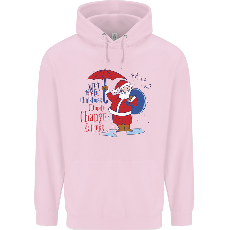 Christmas Climat Change Matters Santa Childrens Kids Hoodie Light Pink