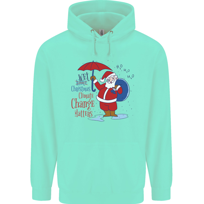 Christmas Climat Change Matters Santa Childrens Kids Hoodie Peppermint