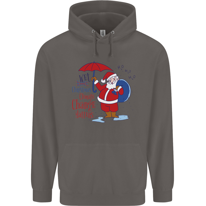Christmas Climat Change Matters Santa Mens 80% Cotton Hoodie Charcoal
